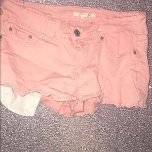 Pink denim shorts